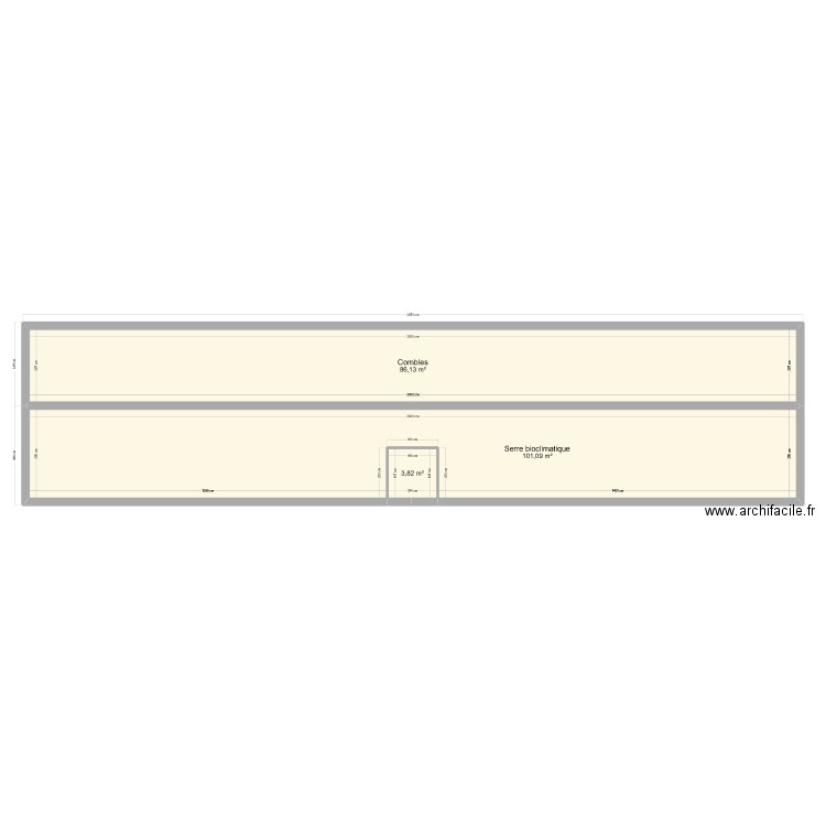 Façade sud. Plan de 3 pièces et 191 m2