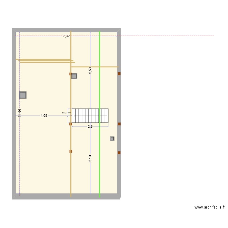 Base plan Etage Maison Yann. Plan de 1 pièce et 85 m2