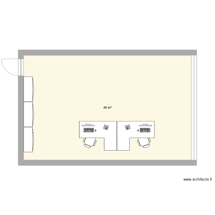 Bureau ELIA. Plan de 1 pièce et 40 m2