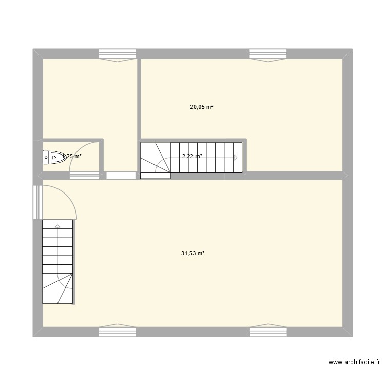 CLEM ETAGE. Plan de 4 pièces et 55 m2