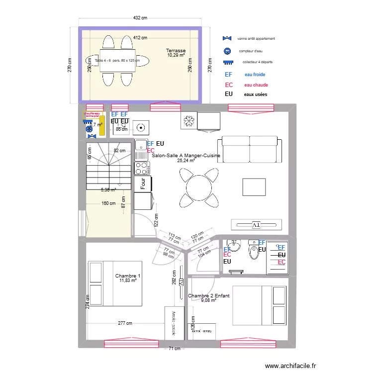immeuble1 1er/2&egrave;me Plomb V4  sol b T3. Plan de 
