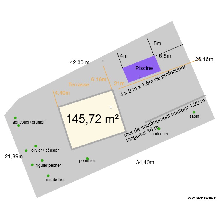 COLLINE DES GABETTES piscine. Plan de 1 pièce et 146 m2