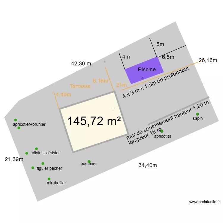 COLLINE DES GABETTES piscine. Plan de 