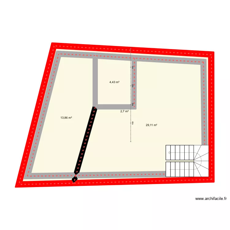 Rdc. Plan de 4  et 50 m²