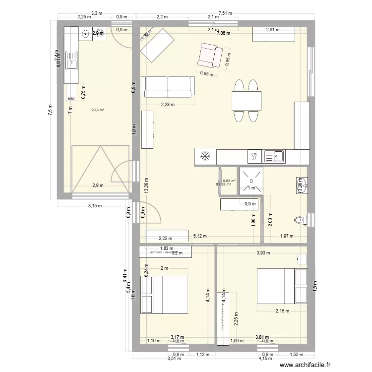 NOYER BOCAGE. Plan de 3  et 114 m²