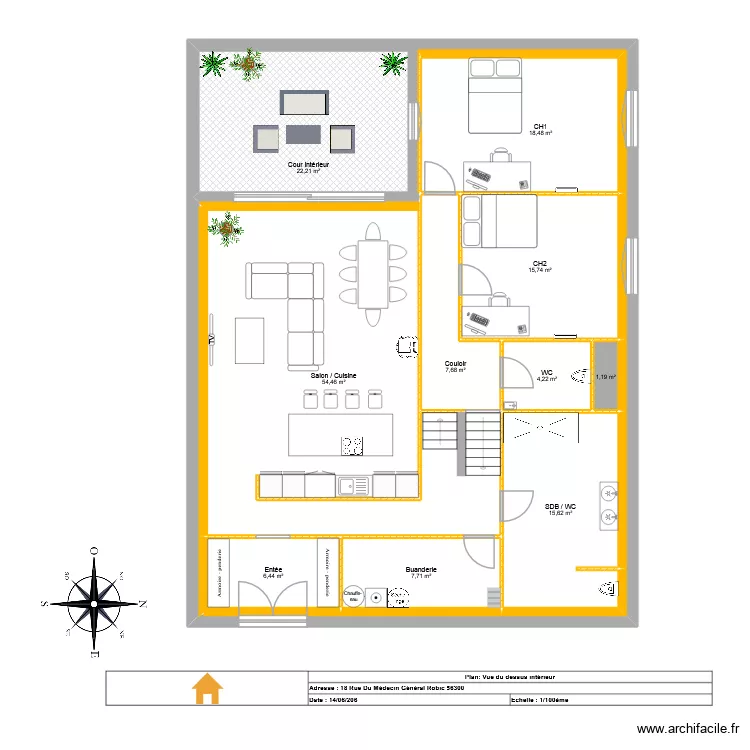 Maison Pontivy / Plan Interieur .2. Plan de 10 et 154 m² Maison Pontivy / Plan Interieur .2. Plan de 10 et 154 m²