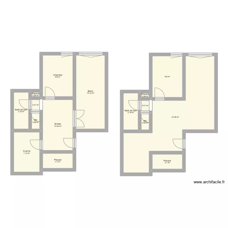 T3 Cholet. Plan de 16 pièces et 100 m²