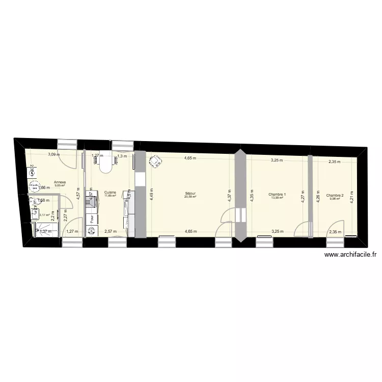 Projet Gatelier - Croquis projet. Plan de 6  et 69 m²