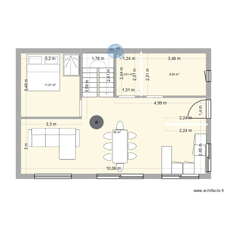 maison. Plan de 4 pièces et 64 m2