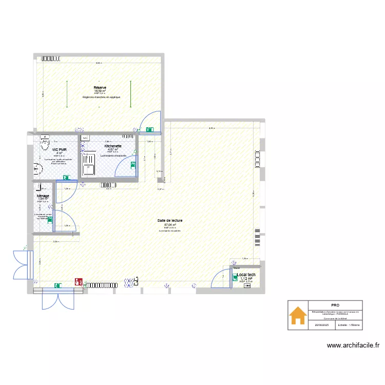 R&eacute;habilitation anciens locaux communaux en biblith&egrave;que Lot 06-Electricit&eacute;. Plan de 
