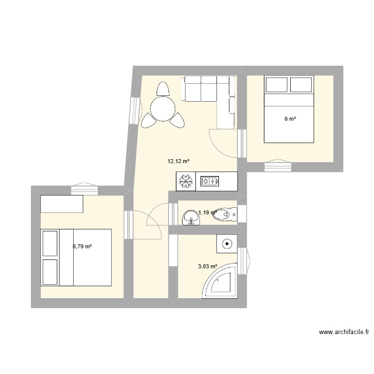 Sombrerete. Plan de 5 pièces et 29 m2