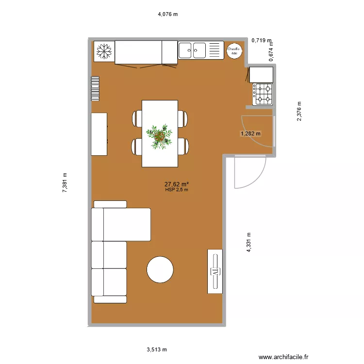 SALLE MATOU. Plan de 1  et 28 m²