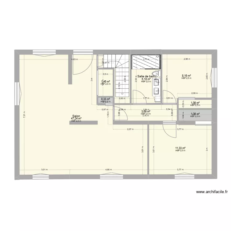 dame RDC Amenag&eacute;. Plan de 9  et 80 m²