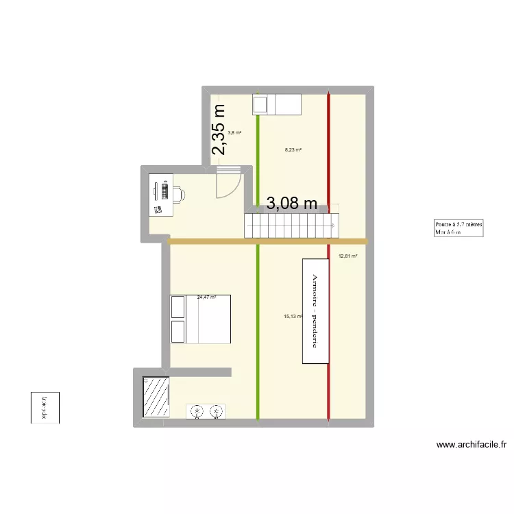 grenier2. Plan de 5  et 64 m²