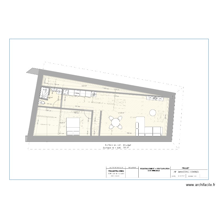 Plan 3eme étage Minh. Plan de 4 pièces et 72 m2