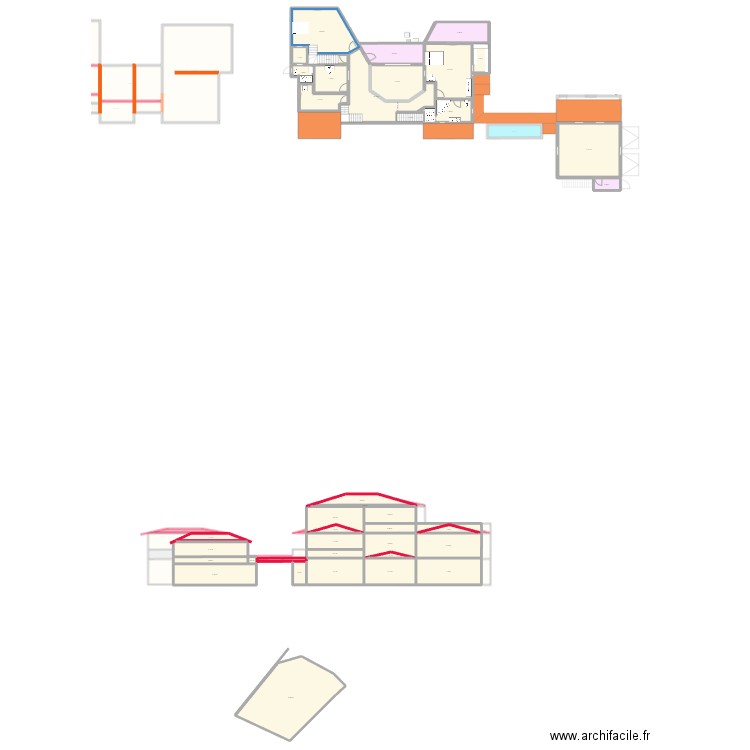 Plan demi V grandes ch enfants cuisine modifiée. Plan de 121 pièces et 2013 m2