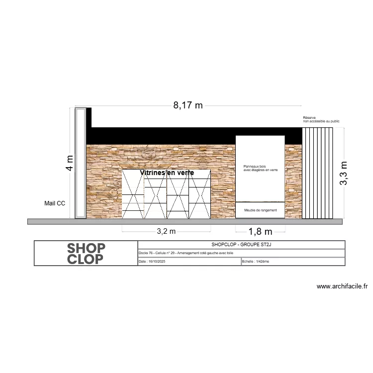amenagement cot&eacute; gauche avec toile. Plan de 