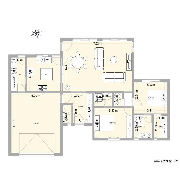 Penzé 2. Plan de 12 pièces et 126 m2