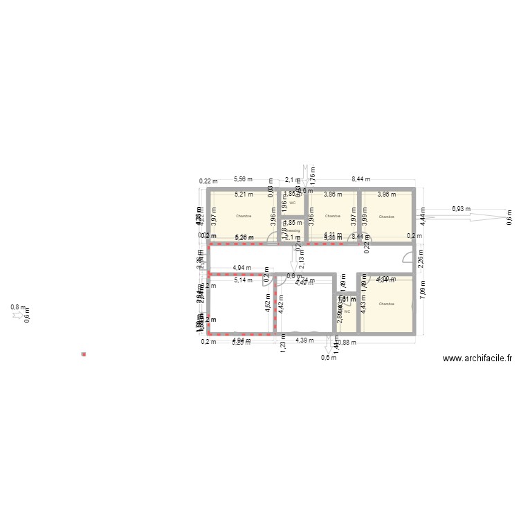 plan de terrain2. Plan de 7 pièces et 81 m2