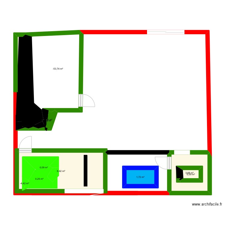 Chambre de rêver. Plan de 11 pièces et 35 m2