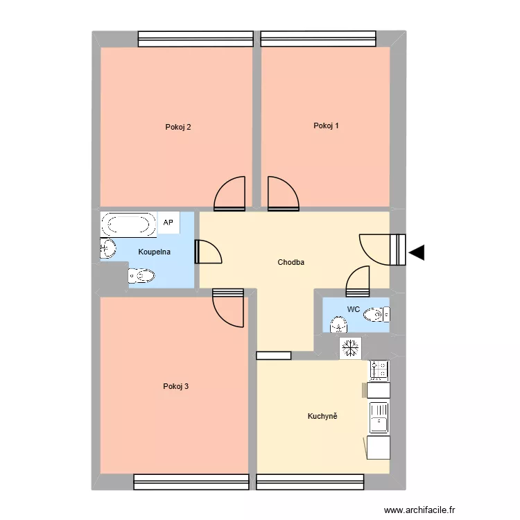 Přemyslovců 1167, byt 7. Plan de 14 pièces et 201 m²