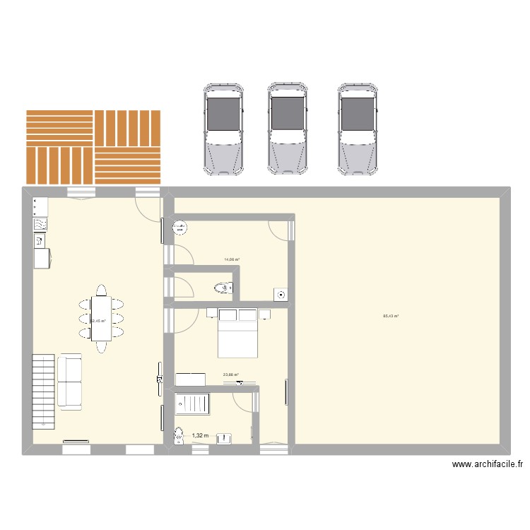 gran ge 2. Plan de 4 pièces et 176 m2