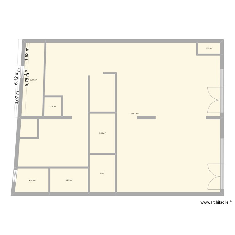 KOC aménagements CABINES. Plan de 8 pièces et 178 m2