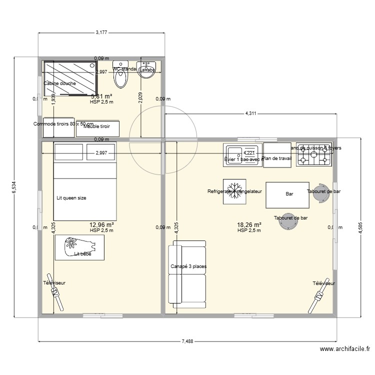 VAITURA PLAN 3. Plan de 3 pièces et 37 m2