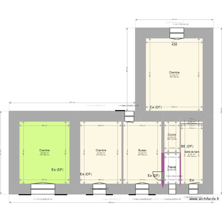 ML24001290. Plan de 14 pièces et 150 m2