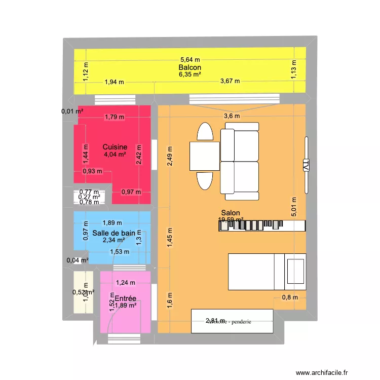 V2 Ivry. Plan de 9  et 35 m²
