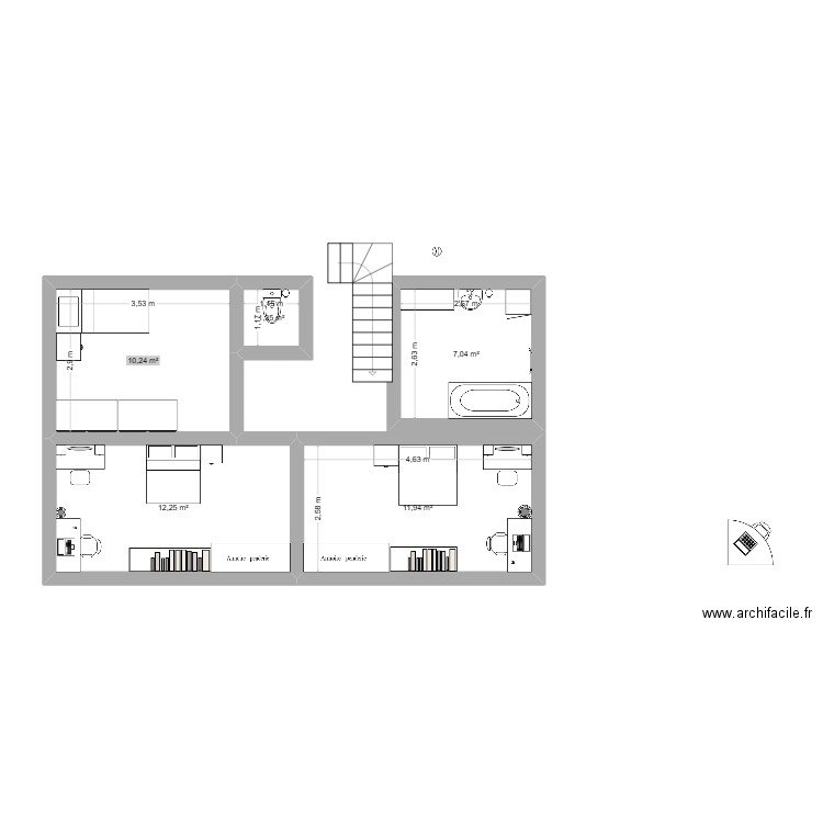 PLAN 2. Plan de 5 pièces et 43 m2