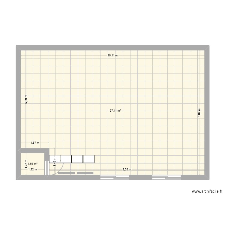 Kiabi plan. Plan de 2 pièces et 69 m2