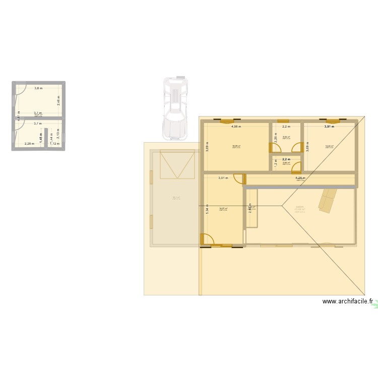 nianing1. Plan de 17 pièces et 212 m2
