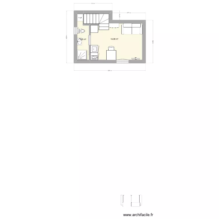 studio. Plan de 