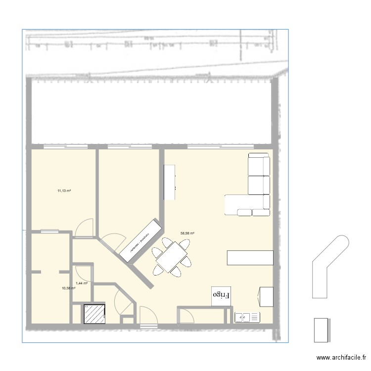 F3 Eden Roc. Plan de 4 pièces et 82 m2