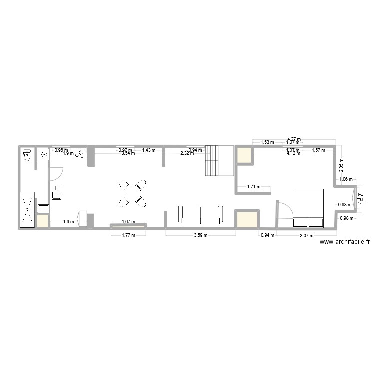 FERME. Plan de 5 pièces et 7 m2