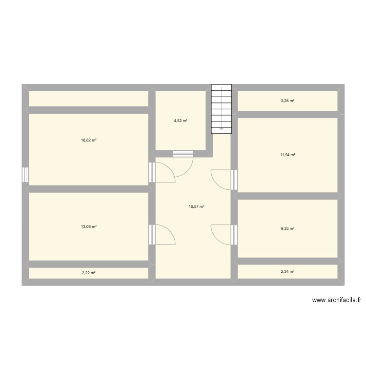 le haut 1. Plan de 9 pièces et 80 m2