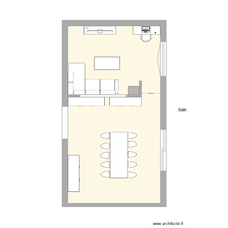 Progey salon. Plan de 1 pièce et 31 m2