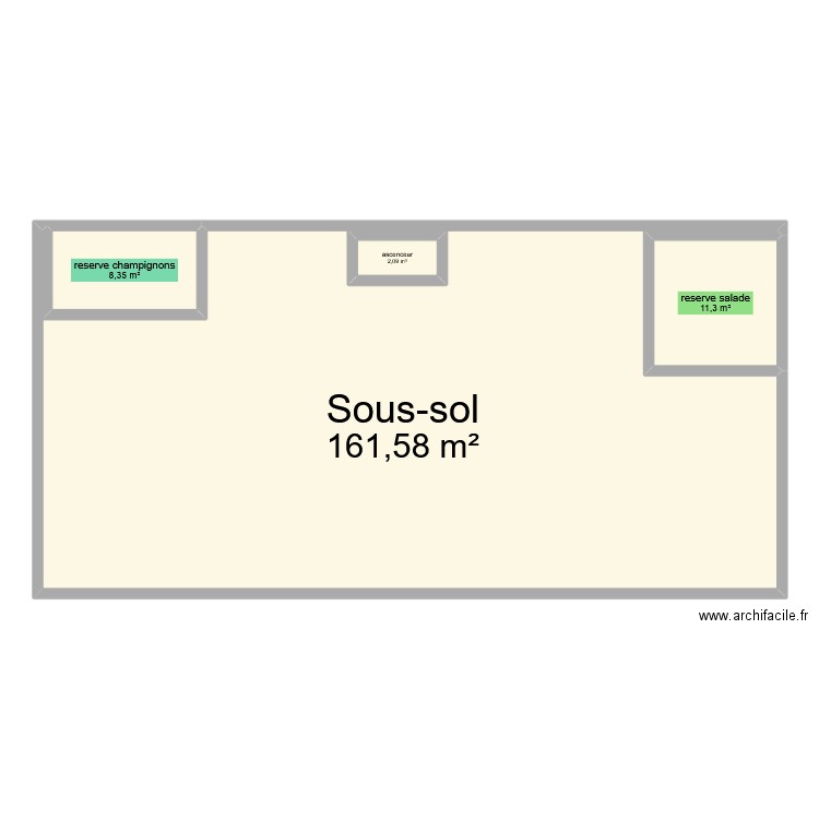 sous sol Mora Megève. Plan de 4 pièces et 187 m2