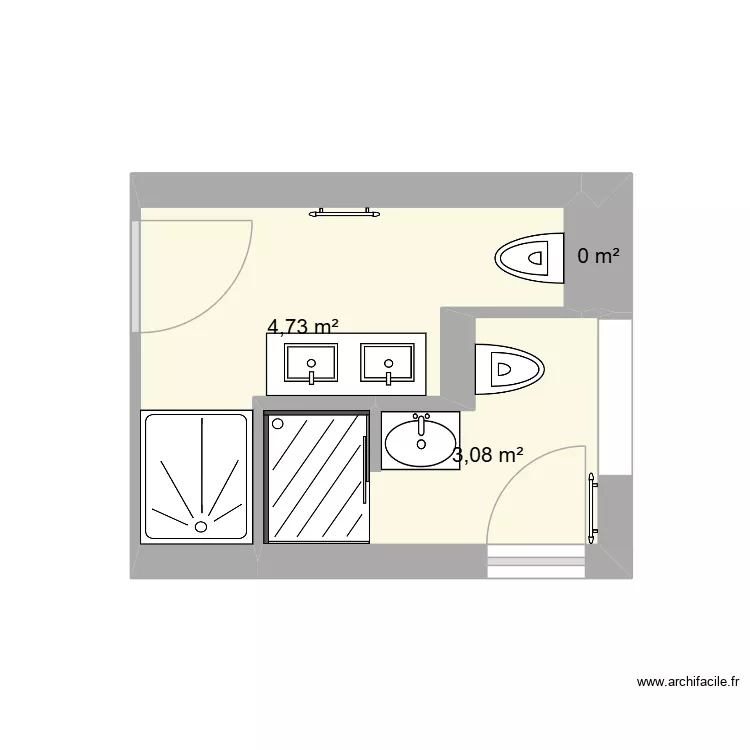 SDB 28 Poincarr&eacute; V4. Plan de 3  et 8 m²