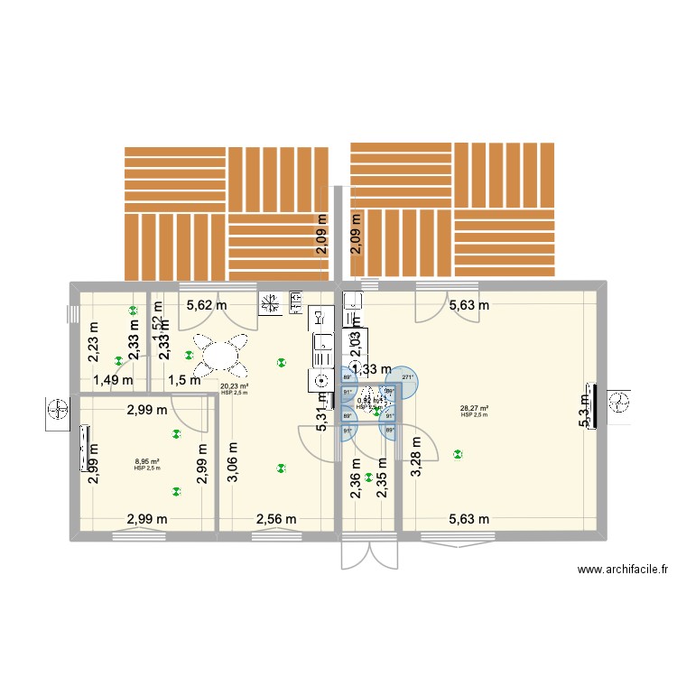Réno.studios. Plan de 4 pièces et 58 m2