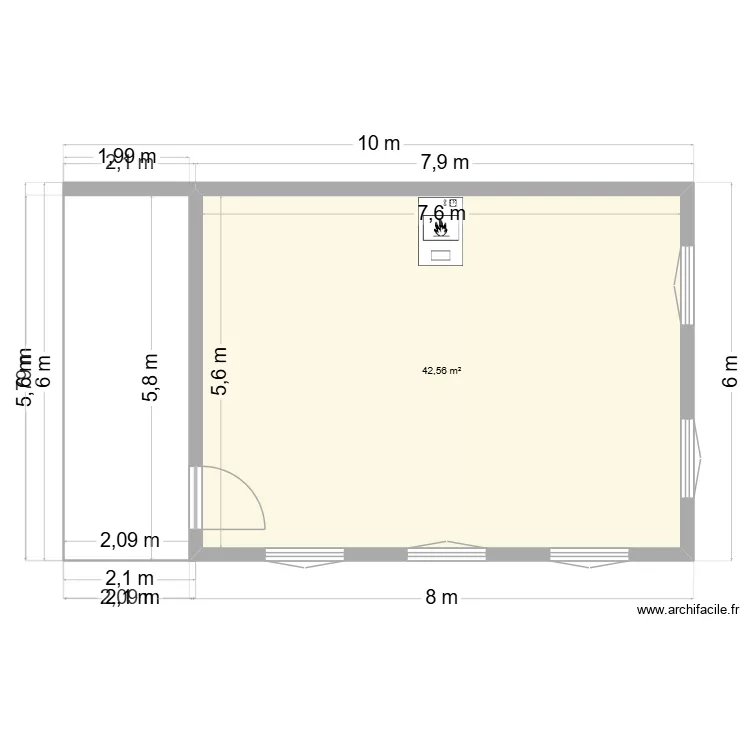 plan cabane vernonfays. Plan de 1 pièce et 43 m²