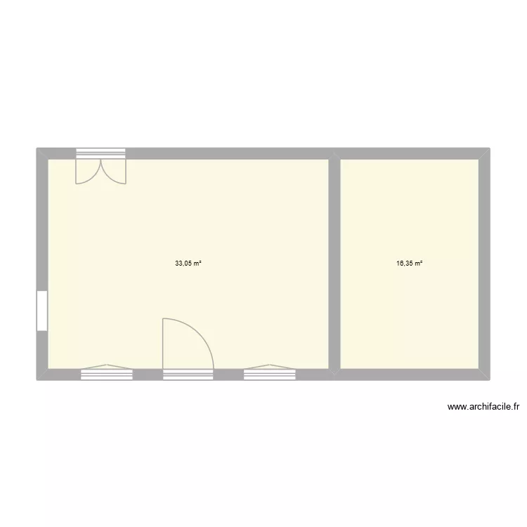 rez de chauss&eacute;e. Plan de 2  et 49 m²