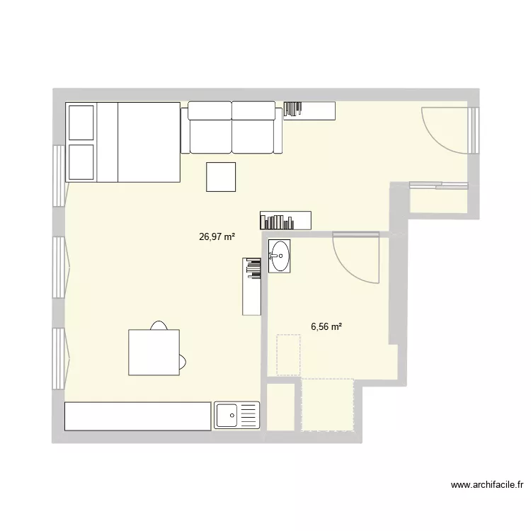 Paris 75017. Plan de 2  et 34 m²