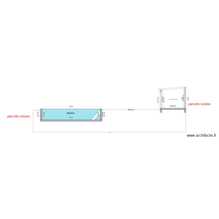 plan de coupe piscine. Plan de 0 pièce et 0 m2