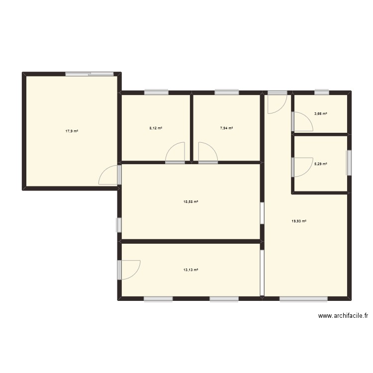 extention. Plan de 8 pièces et 95 m2