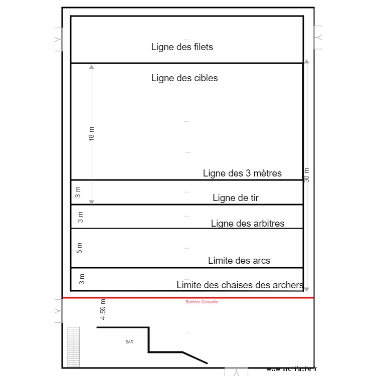 Gymnase. Plan de 8 pièces et 2558 m2