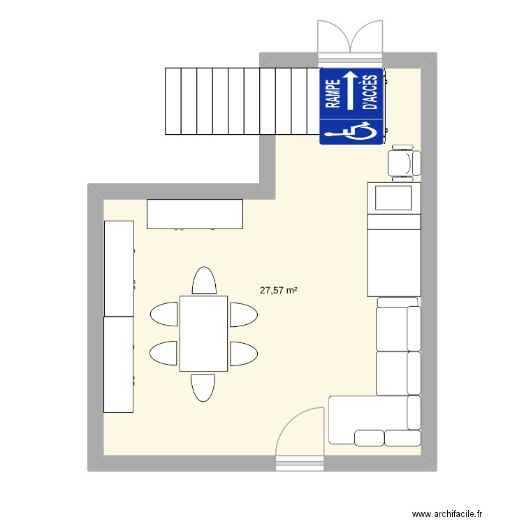 VAD Me Ould Bouamama. Plan de 1 pièce et 28 m2