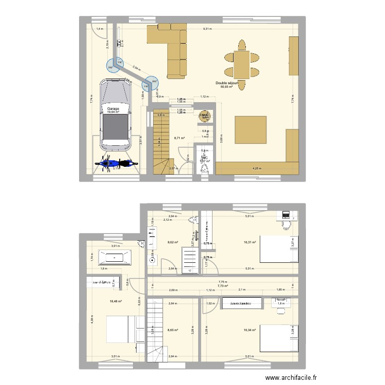 Plan maison Type 2. Plan de 10 pièces et 157 m2