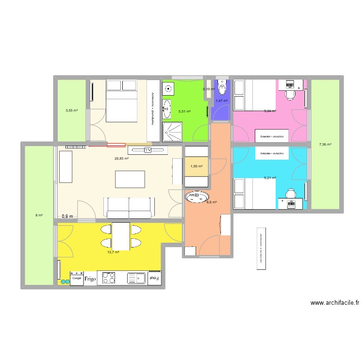 sab 5. Plan de 12 pièces et 96 m2